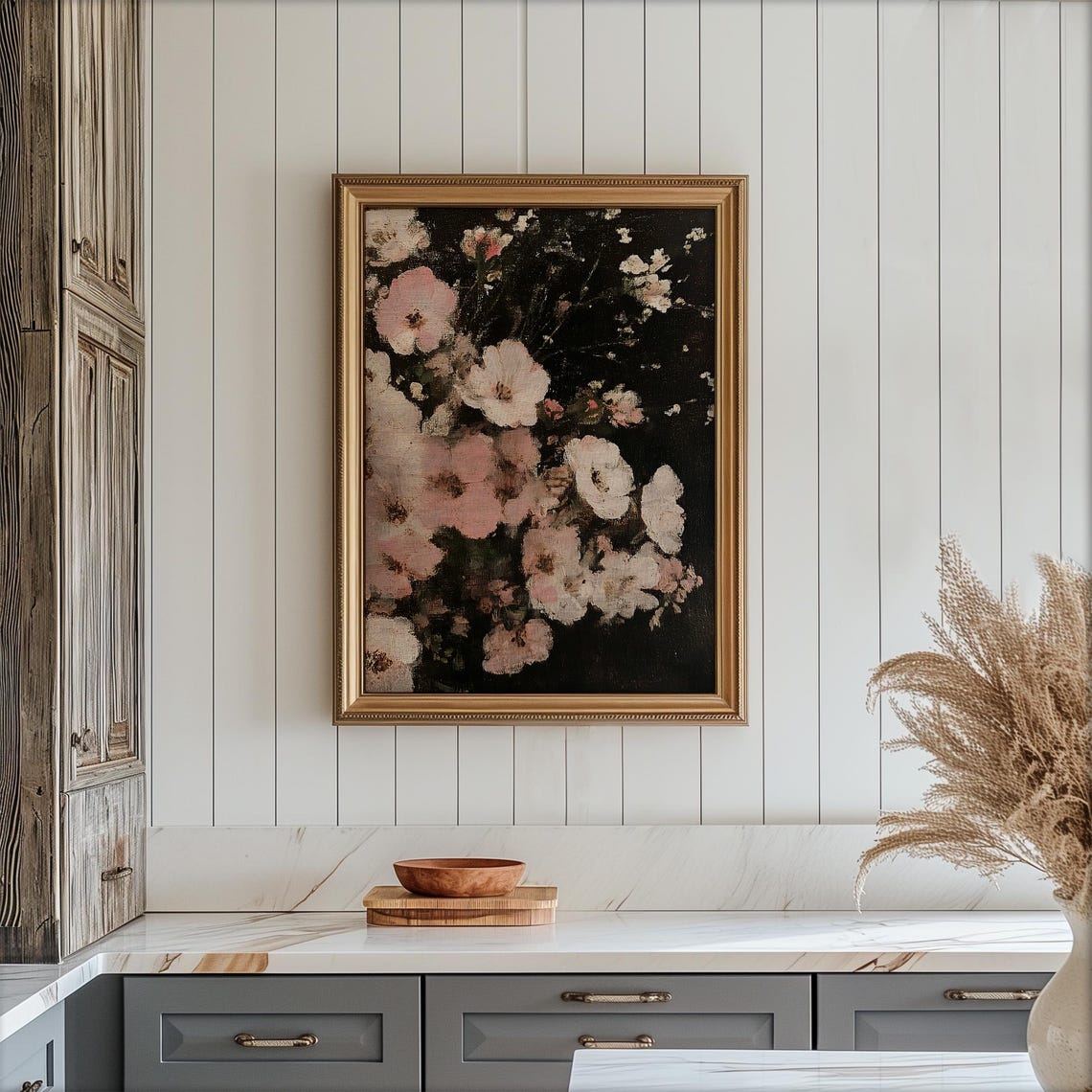 Moody Pink Cherry Blossom Flowers on Dark Background Floral Poster - Image 6