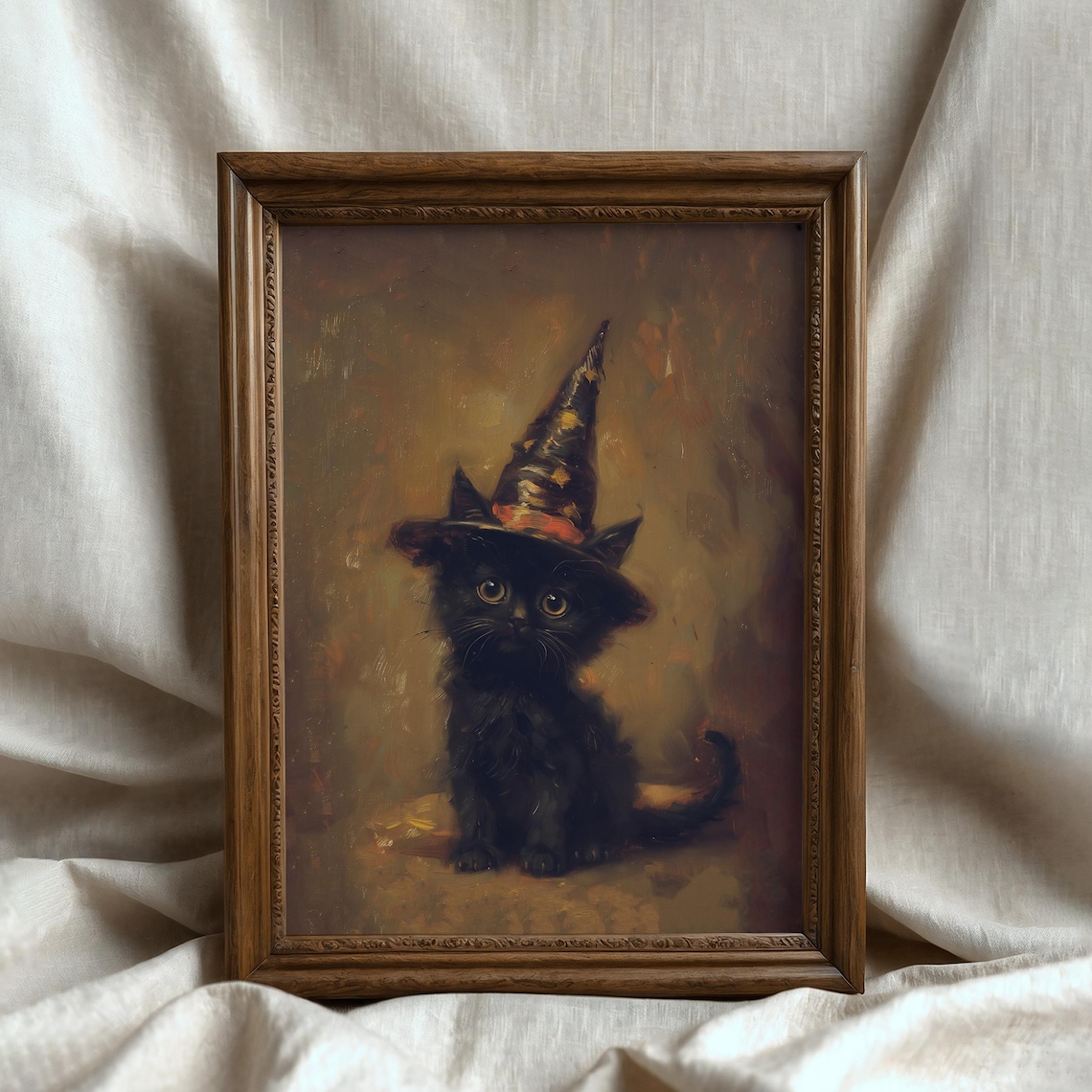Vintage Witchy Black Cat Kitten Witch Hat Gothic Halloween Dark Academia Poster - Image 6