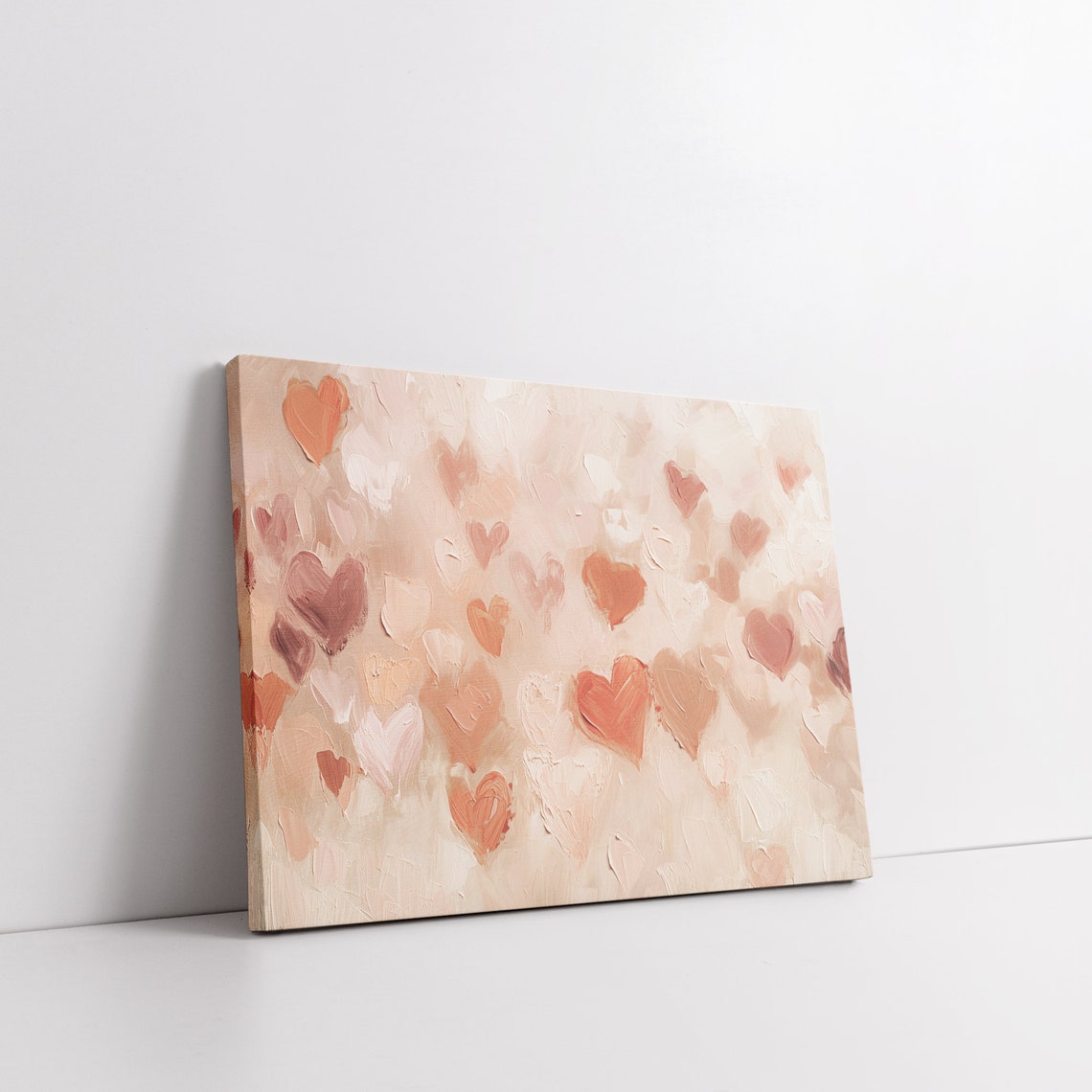 Textured Painted Hearts in Blush Pink Tones Romantic Love Poster - Image 8