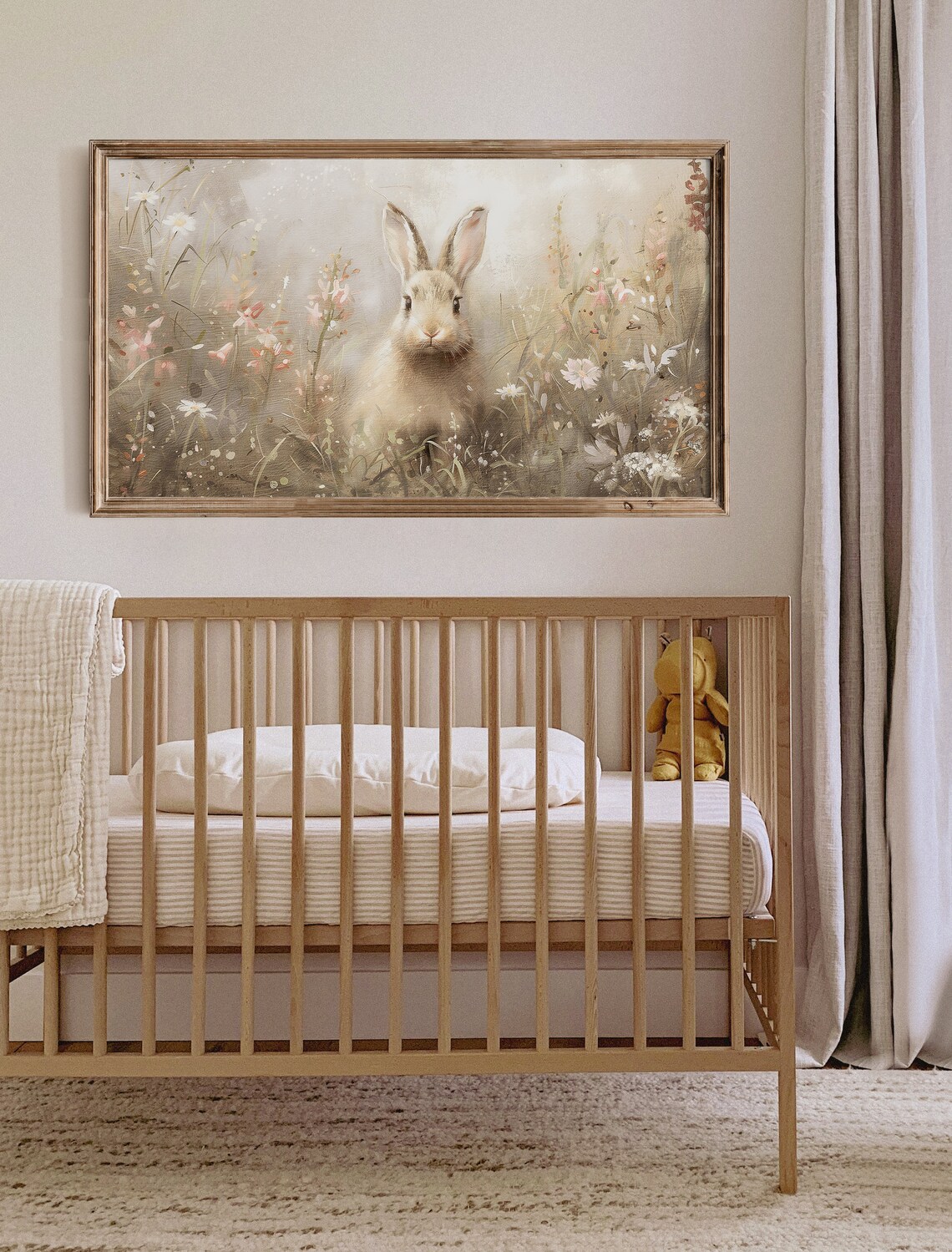 Spring Bunny Wildflower Meadow Frame TV Art Pastel Easter Rabbit Poster - Image 8