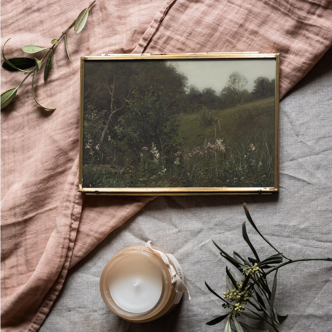 Wildflower Meadow Vintage Landscape Painting Summer Farmhouse Print - Image 3