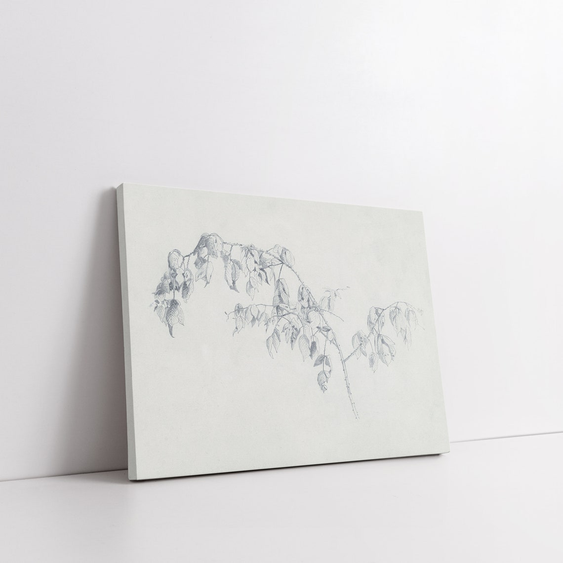 Delicate Leafy Branch Pencil Sketch Neutral Botanical Art Poster - Image 5