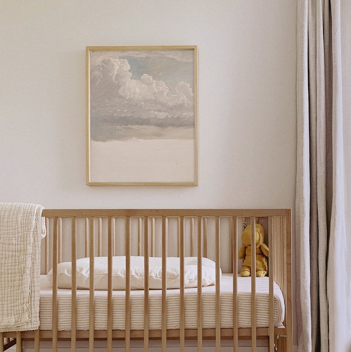 Vintage Cloud Painting Poster Muted Antique White Clouds Sky - Image 4