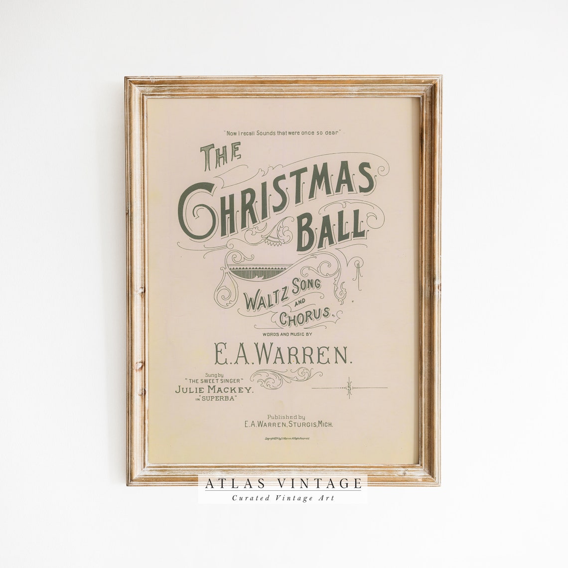 The Christmas Ball Vintage Sheet Music Cover Antique Victorian Print