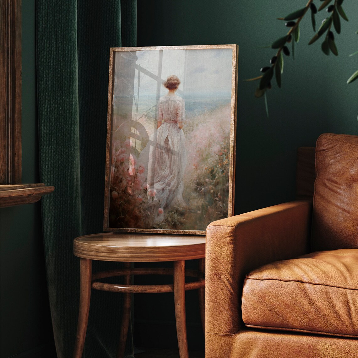 Woman Wildflower Field Painting Spring Romantic Cottage Art Poster - Image 6