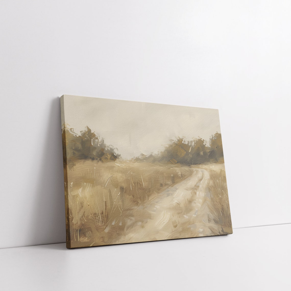 Country Road Landscape Painting Neutral Beige Countryside Path Poster - Image 5