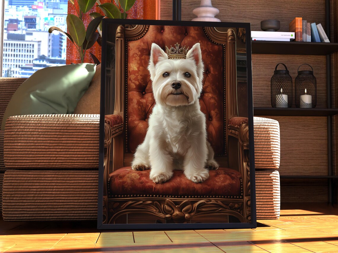 Westie Royal Portrait Art Print, Pet Custom Art