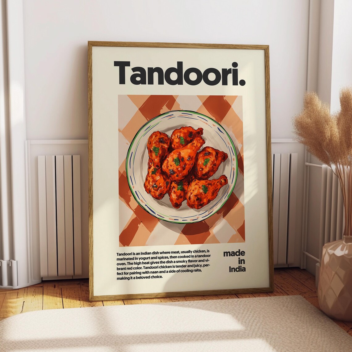 Tandoori Indian Chicken Plate Spice Food Illustration Poster
