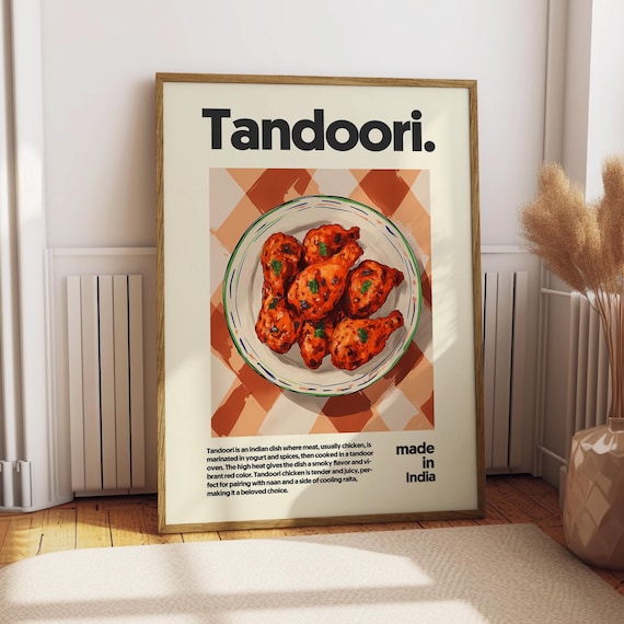 Tandoori Indian Chicken Plate Spice Food Illustration Poster