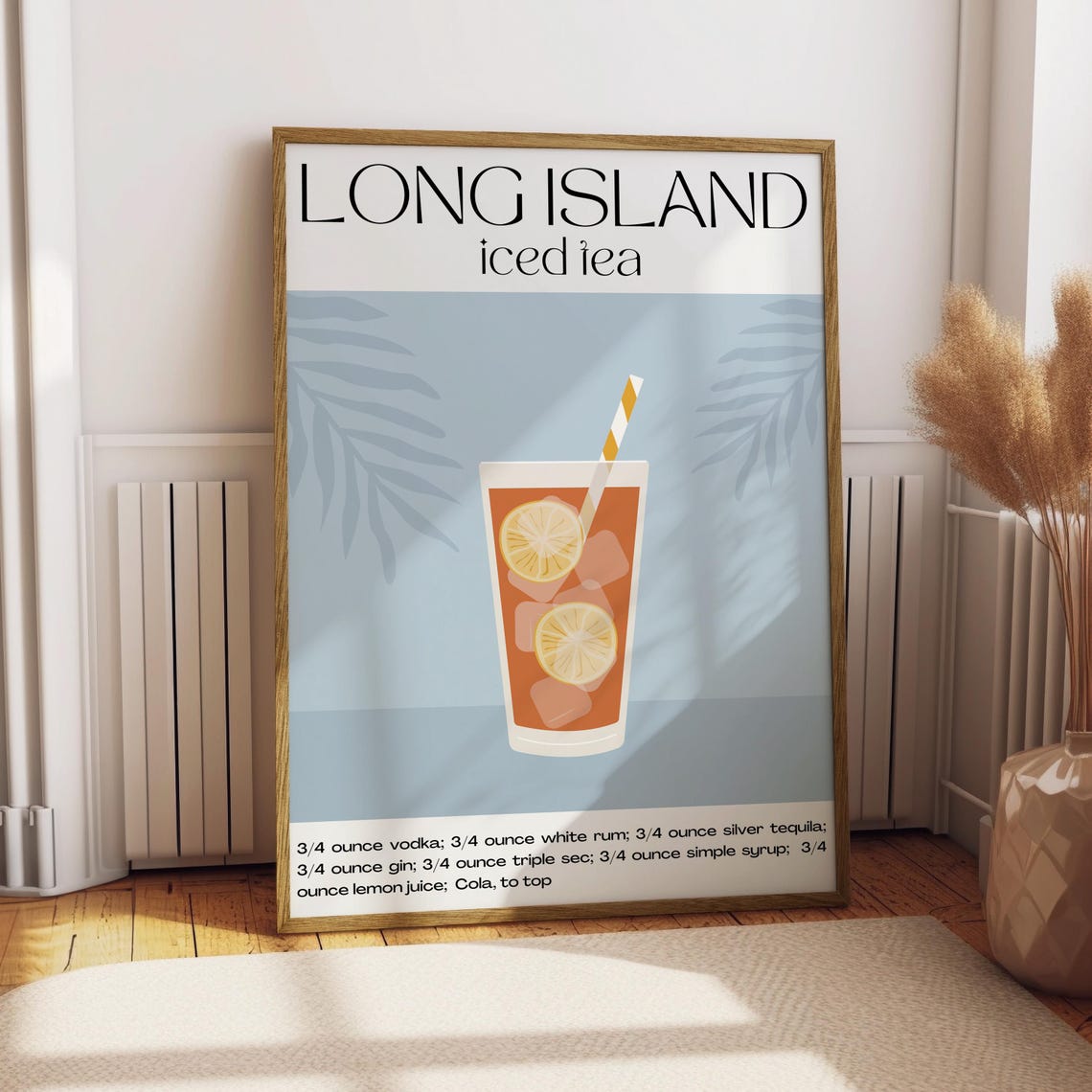 Long Island Iced Tea Cocktail Recipe Kitchen Bar Decor Drink Poster