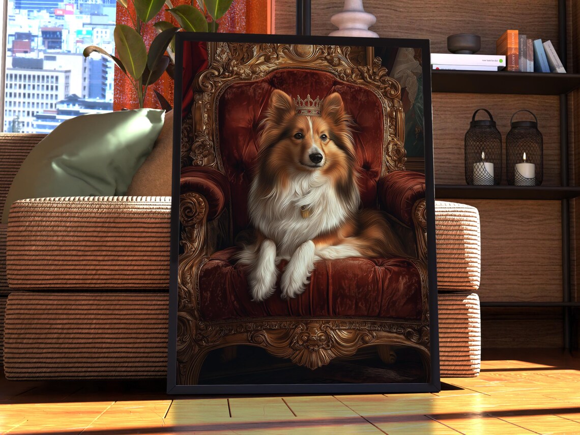 Shetland Sheepdog Royal Portrait Art Print, Custom