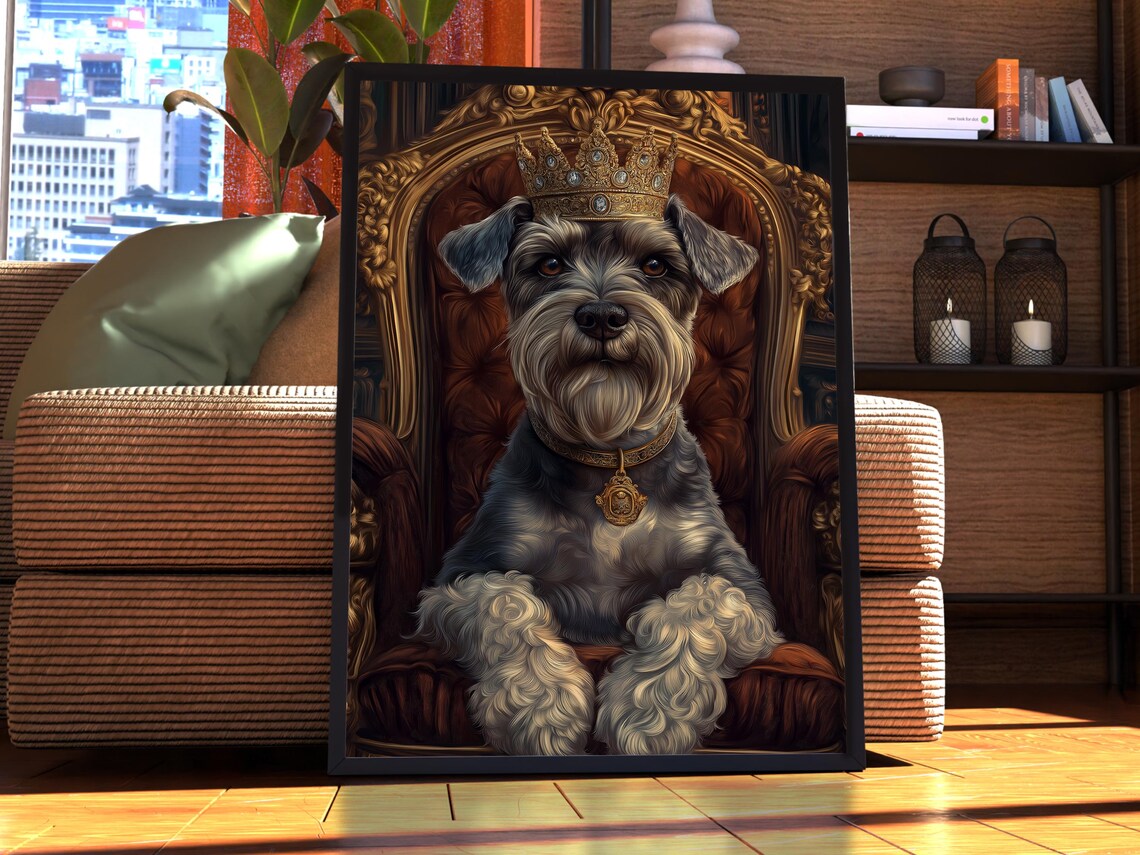Salt Pepper Schnauzer Royal Portrait Art Print