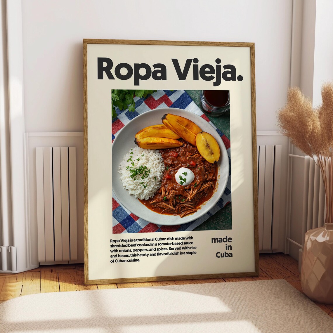 Ropa Vieja Food Poster, Cuban Kitchen Decor