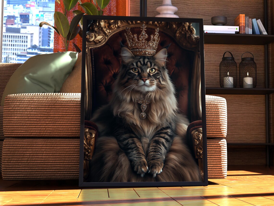 Norwegian Forest Cat Royal Portrait Art Print