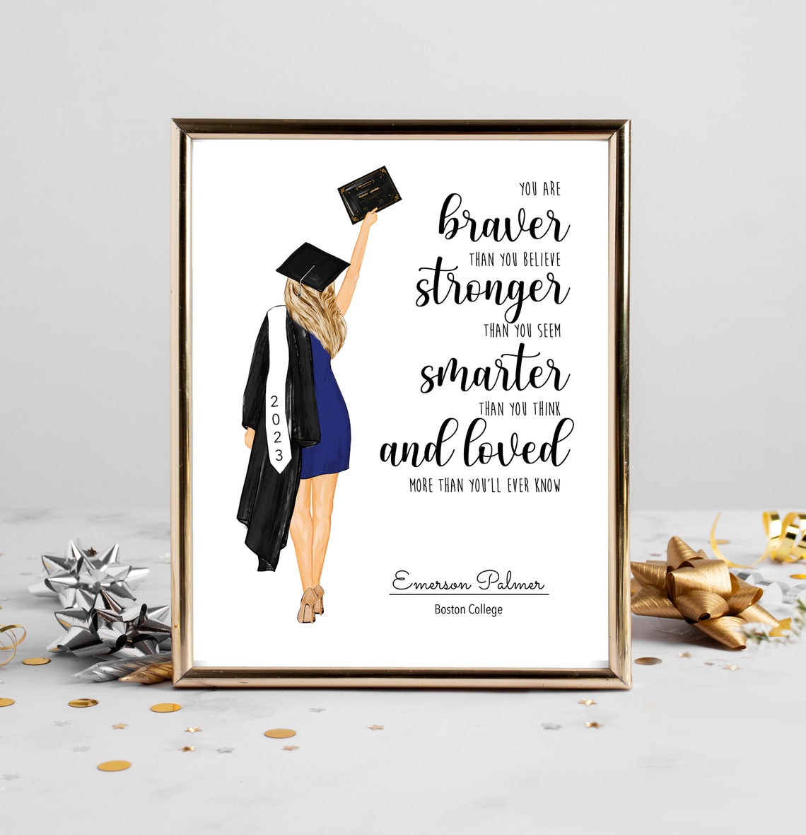 She Believed She Could So She Did Graduation Quote Art Poster - Image 3