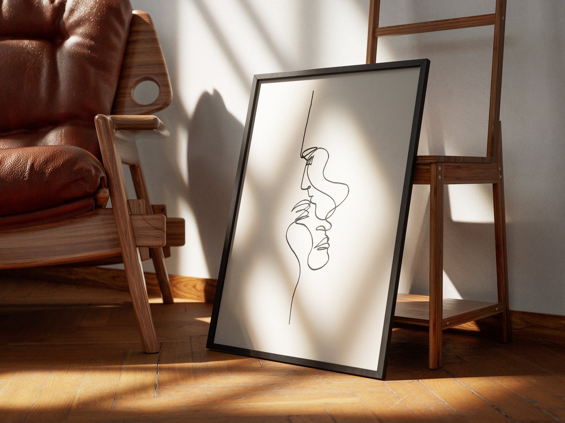 Minimalist Continuous Line Face Abstract Modern Drawing Art Print - Image 3