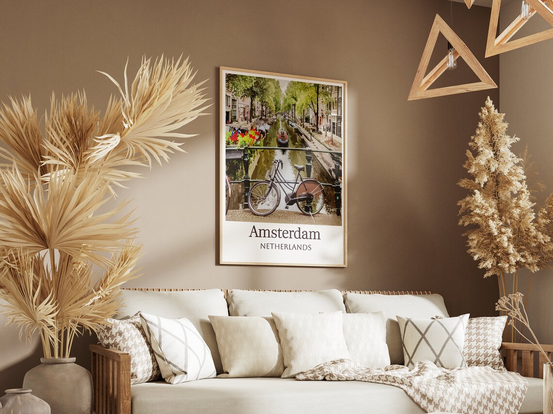Amsterdam Netherlands Canal Bridge Bicycle Photographic Art Poster - Image 3