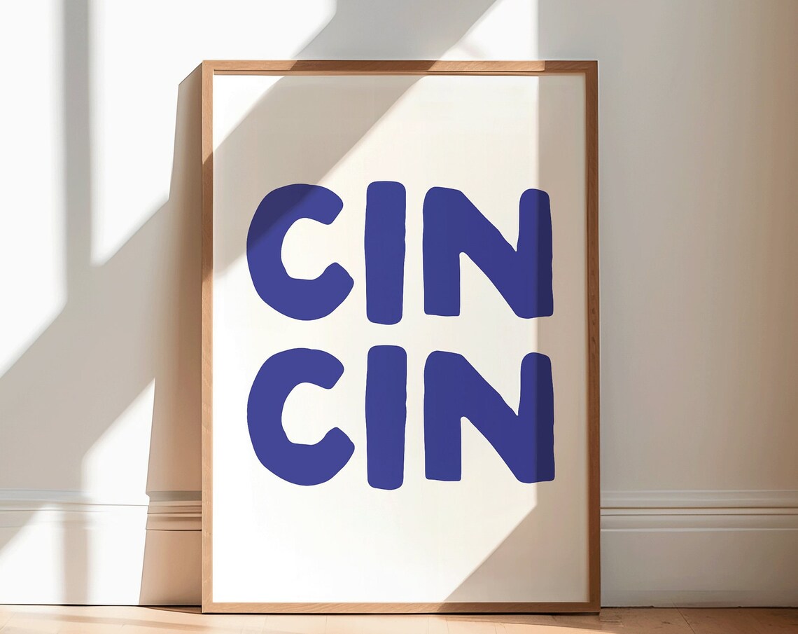 Cin Cin Blue And White Bar Cart Art Print