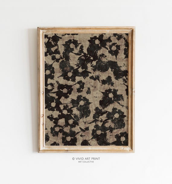 Neutral Abstract Floral Pattern Botanical Art Print