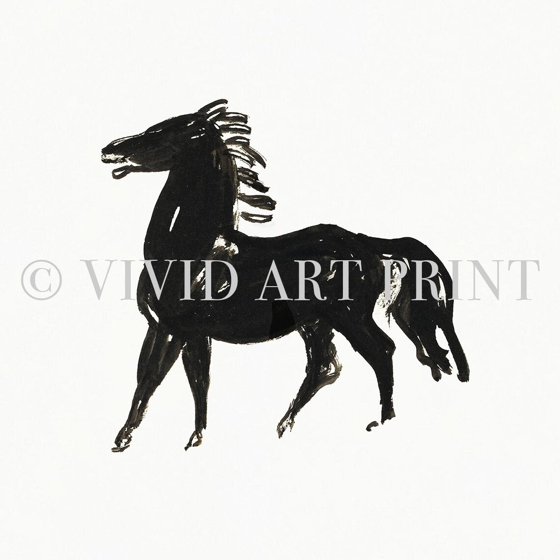 Vintage Horse Ink Drawing, Minimalist Abstract Art - Image 4