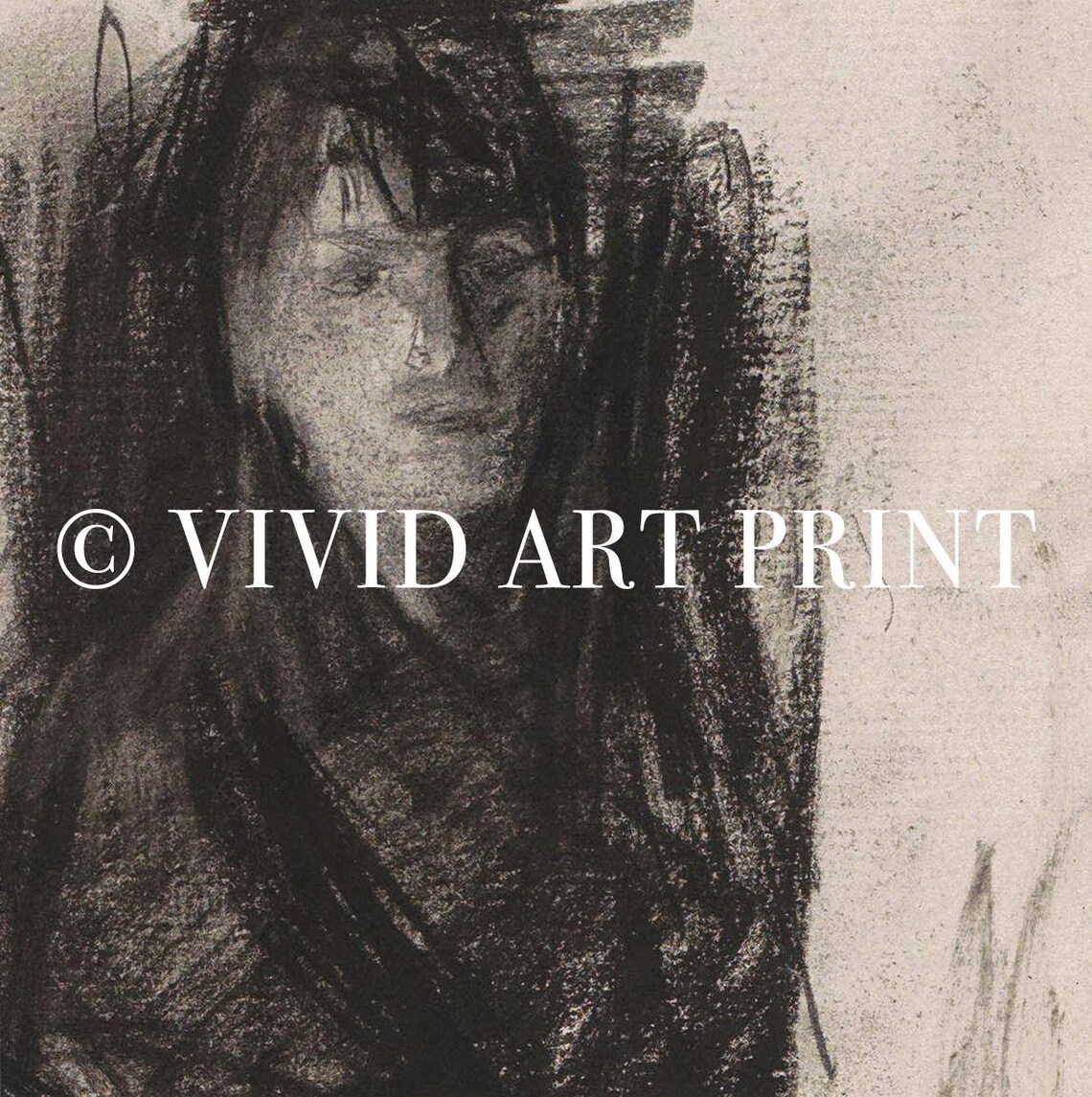 Vintage Abstract Figure Study, Moody Charcoal Drawing - Image 4