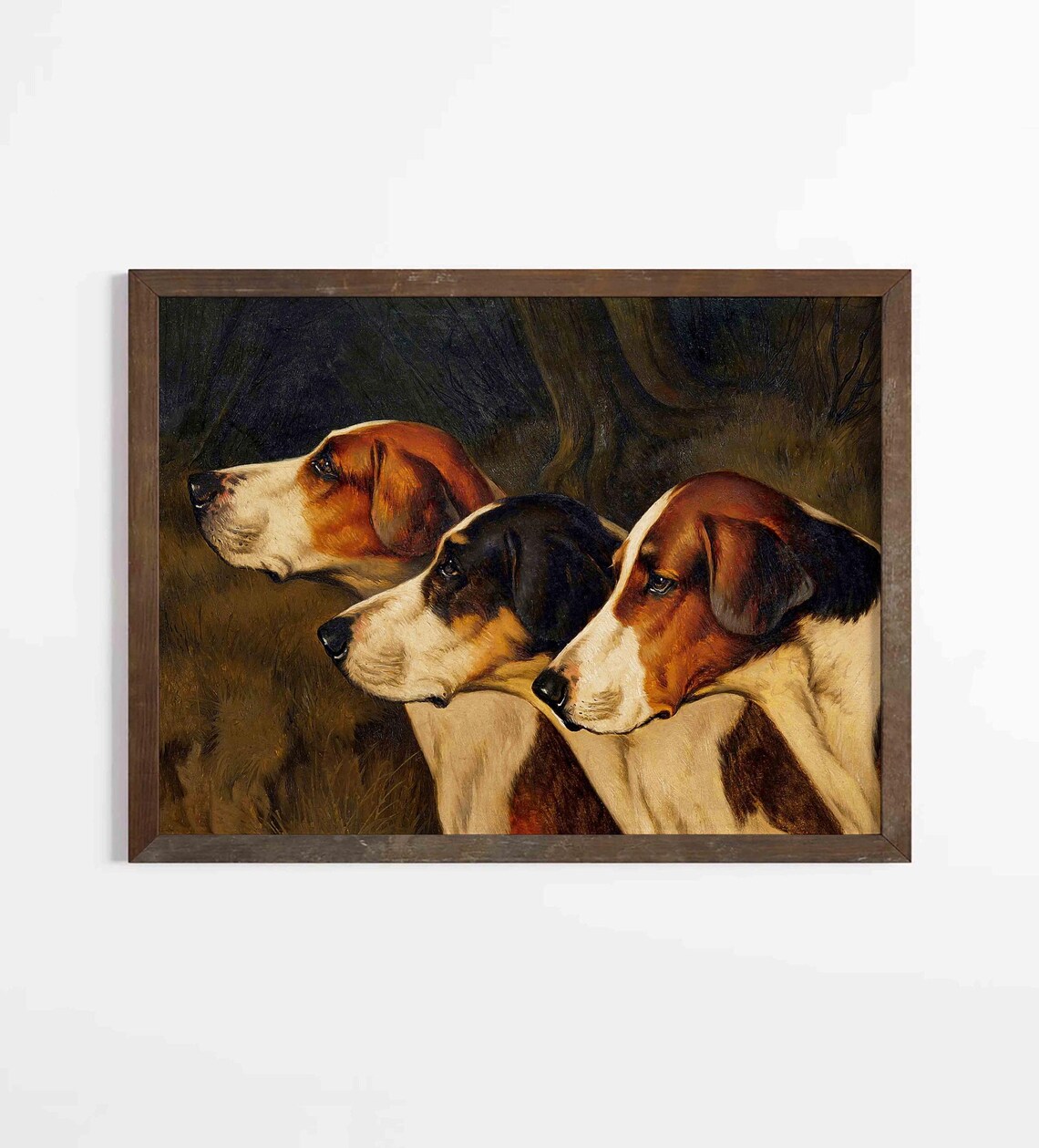 Antique Hunting Dogs Vintage Rustic Farmhouse Art Print - Image 2