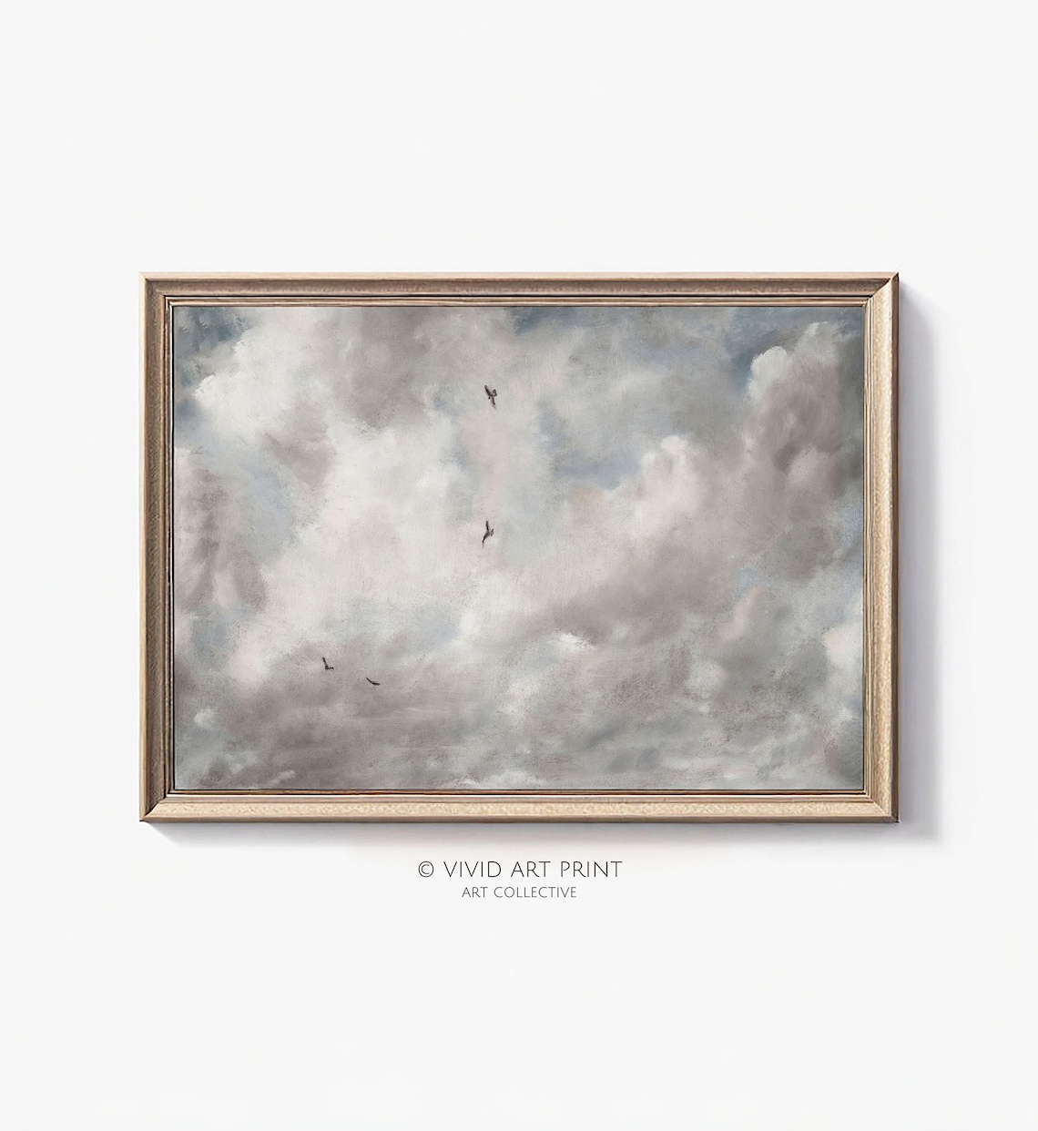 Vintage Cloud Wall Art, Birds and Clouds