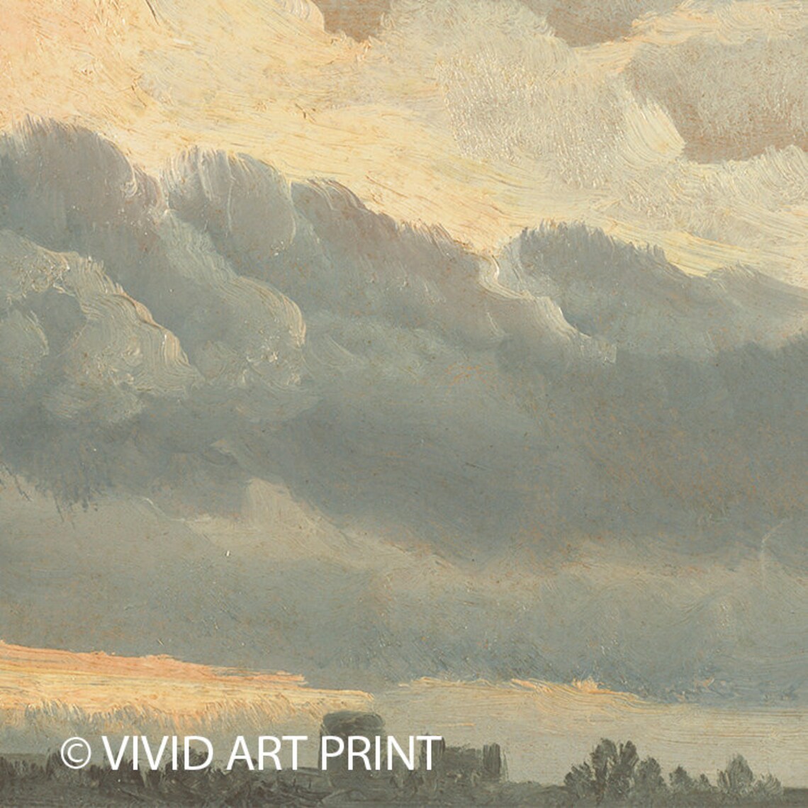 Vintage Landscape Art Study Of Clouds Near Rome - Image 4