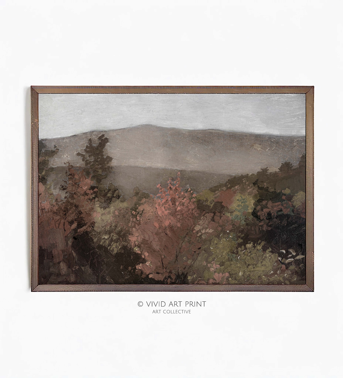Vintage Autumn Tree Tops, Seasonal Landscape Art Print