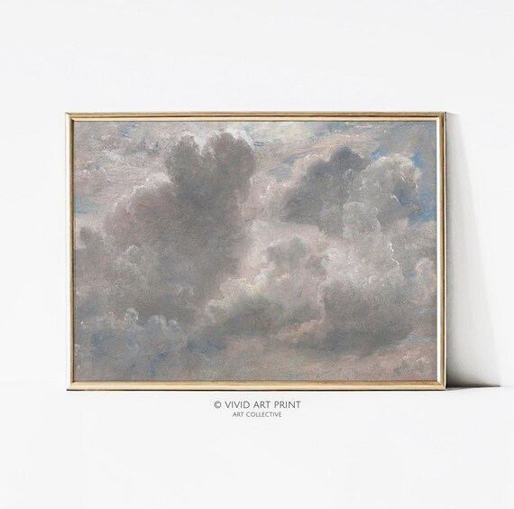 Vintage Antique Skyscape Art Cloud Study Romantic Landscape Home Decor Vivid Art Print Jc 028