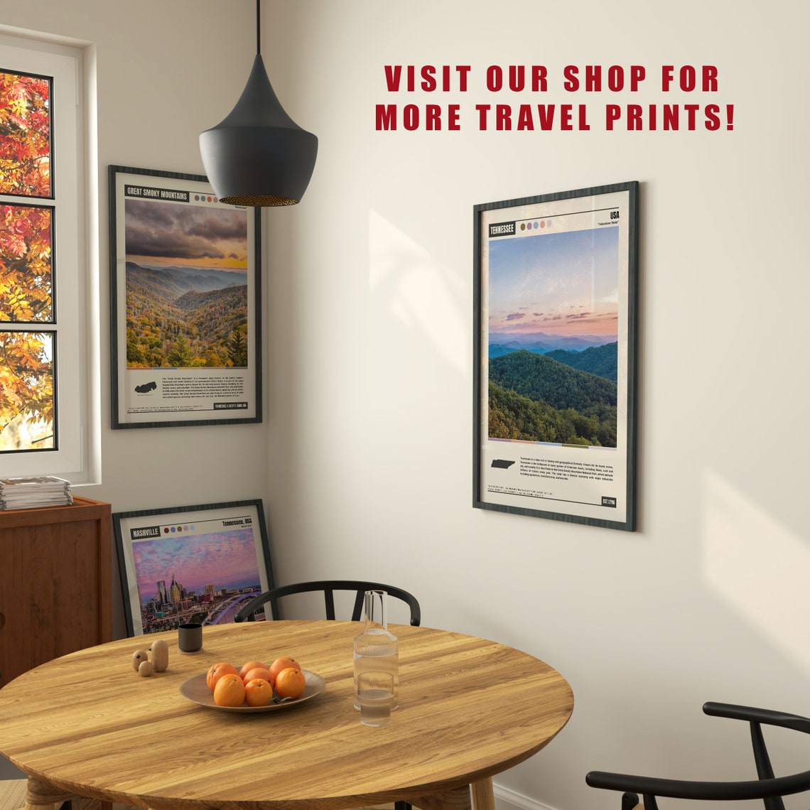 Tennessee Volunteer State Smoky Mountains Layered Sunset Poster - Image 6