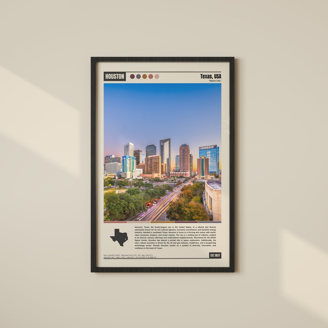 Houston Texas Space City Downtown Skyline at Dusk View Poster