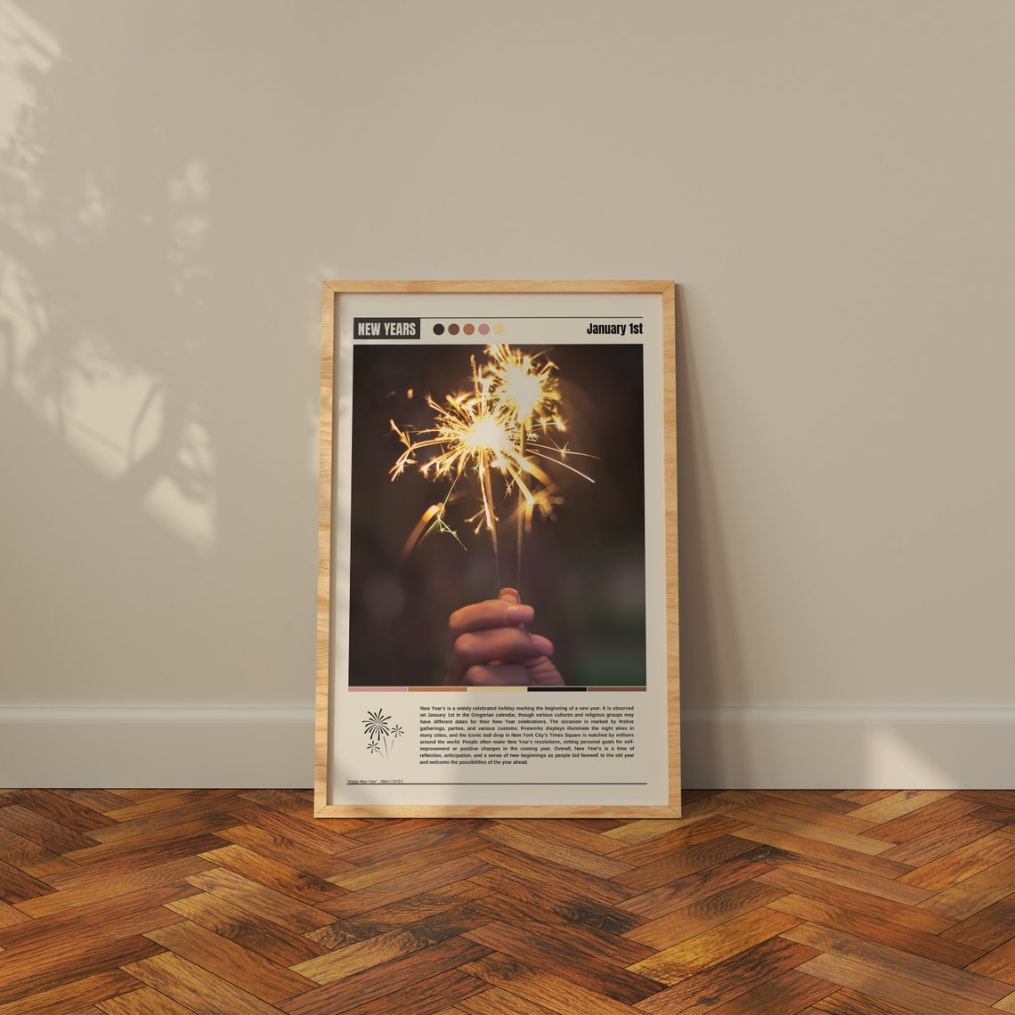 New Years January 1st Hand Holding Sparklers Night Celebration Poster - Image 3