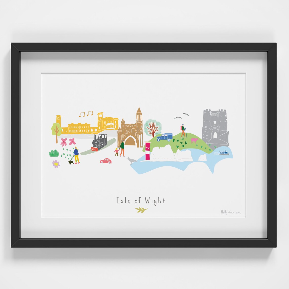 Isle Of Wight Skyline Landmarks Art Print