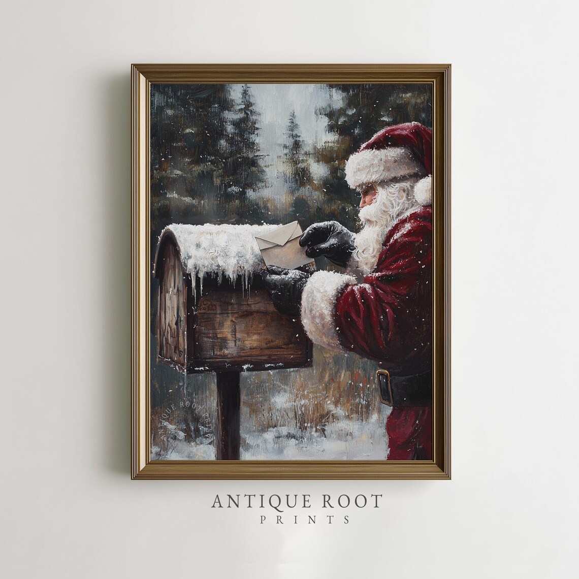 Christmas Santa Mailbox Nostalgic Holiday Art Print