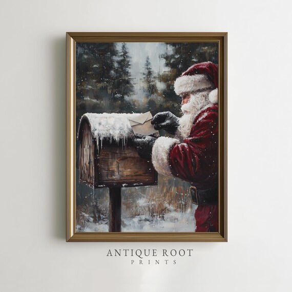 Christmas Santa Mailbox Nostalgic Holiday Art Print