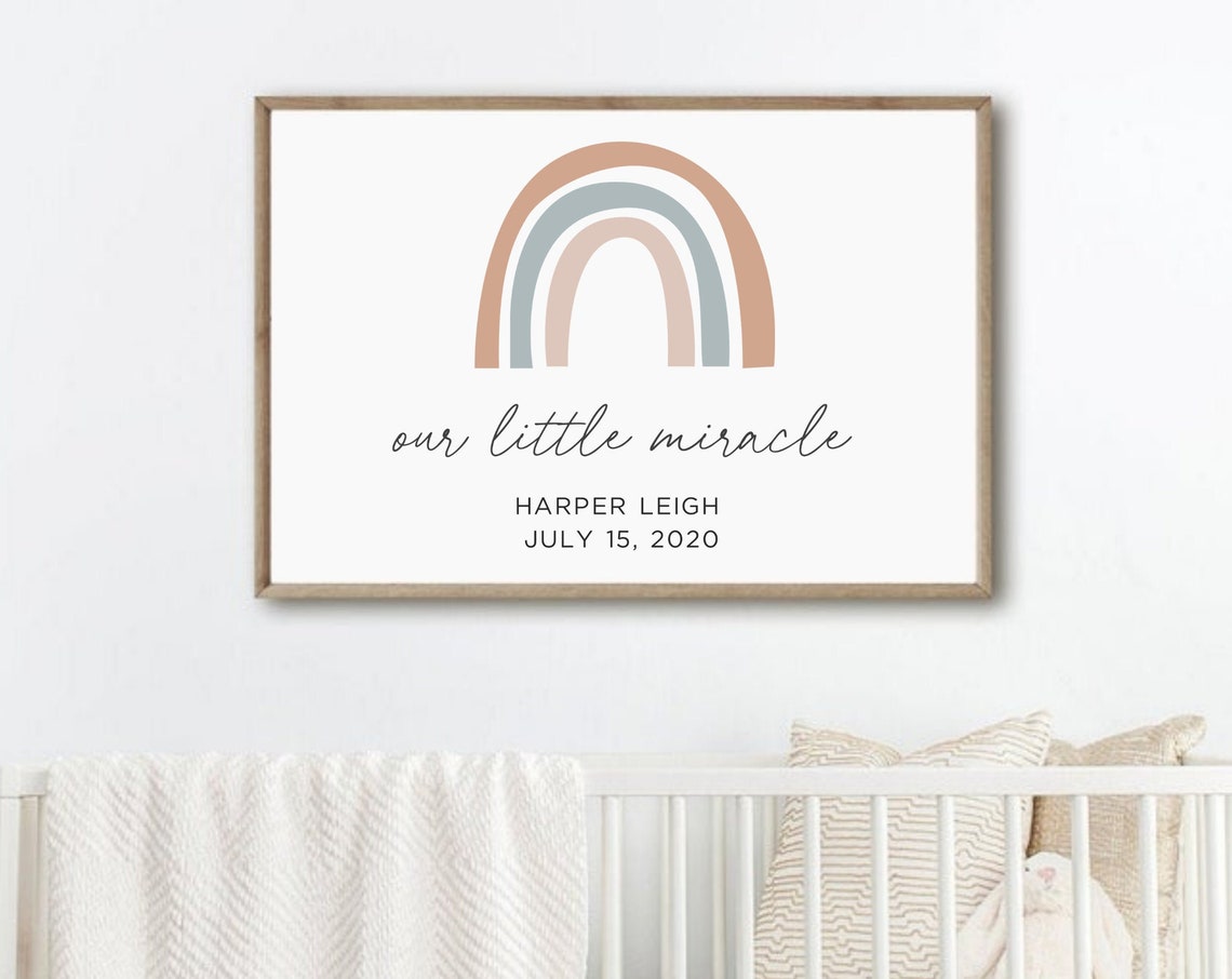 Our Little Miracle Harper Leigh Rainbow Birth Date Nursery Poster