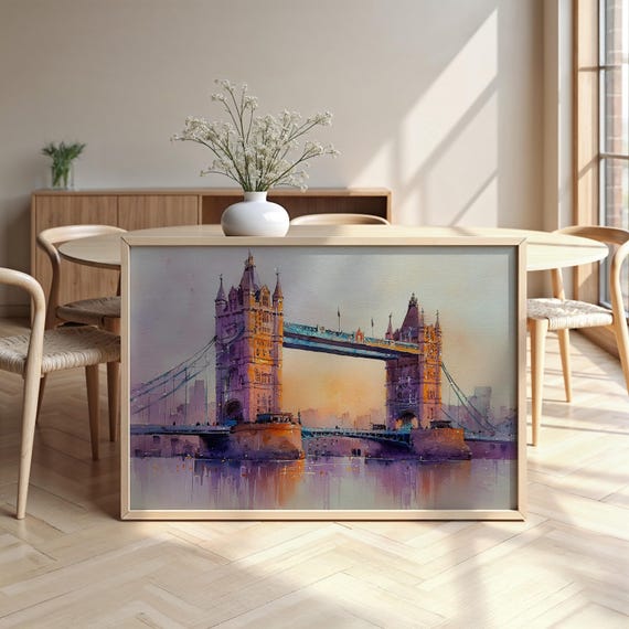 Tower Bridge Watercolour Framed Poster Luxurious Design Ready To Hang Art