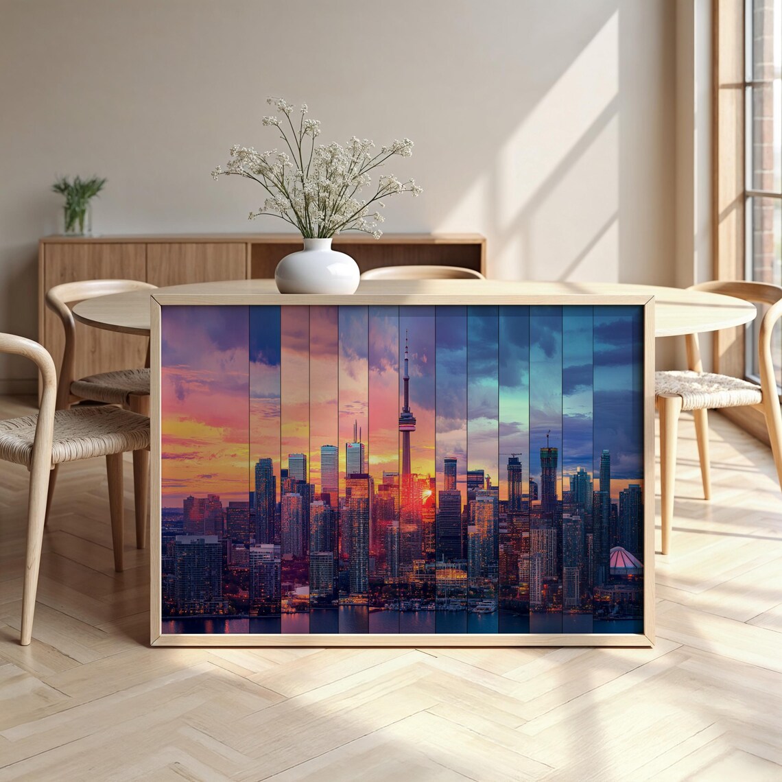 Toronto Cityscape Collage Wooden Framed Poster Luxurious Design Ready To Hang Art