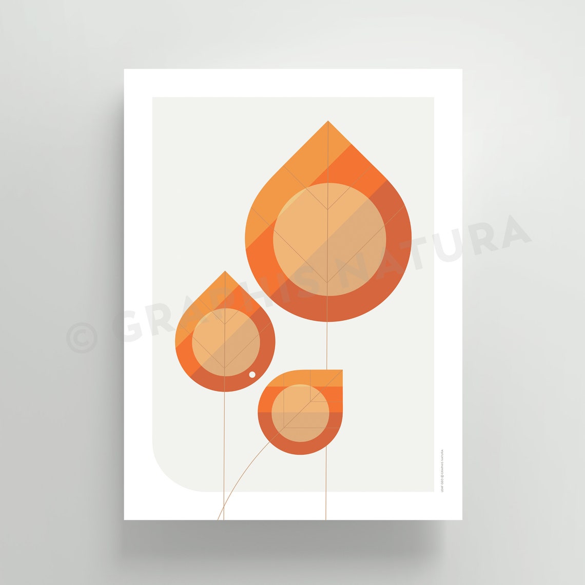 Burnt Orange Geometric Leaf Trio Poster Modern Botanical Art - Image 2