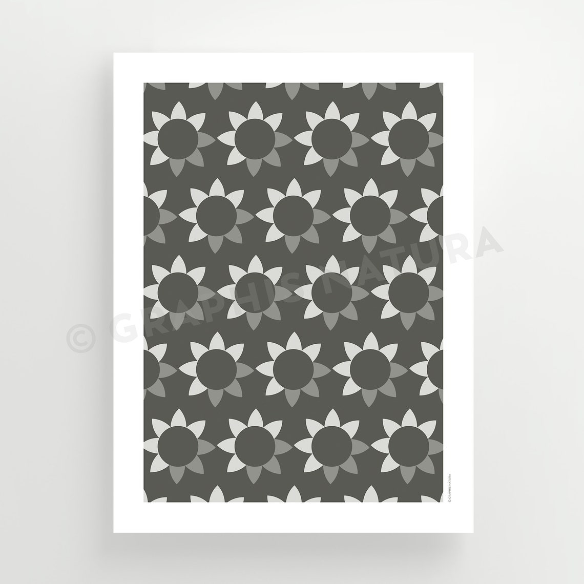 Geometric Flower Art Print Black White Floral Wall Art Geometric Floral Wall Art Flower Poster Living Room Decor Organic Modern Decor - Image 3