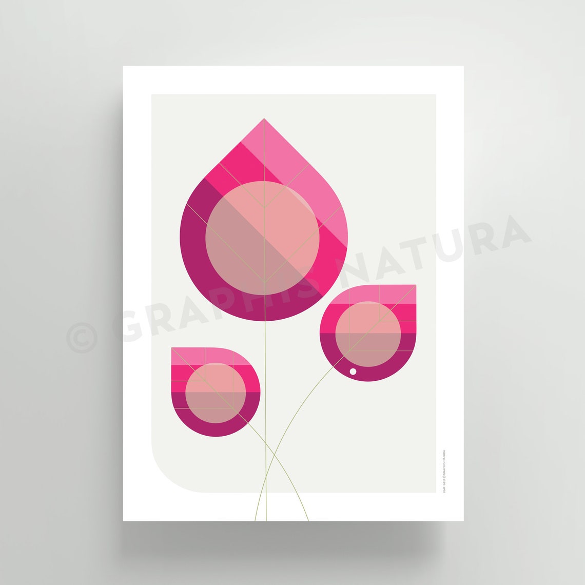 Modern Botanical Art Print Pink Botanical Art Geometric Botanical Print Colorful Magenta Botanical Leaf Print Nature Art Wall Art - Image 2