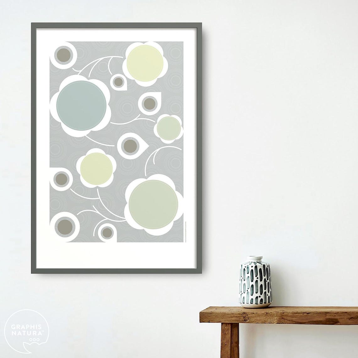 Blue Flowers Art Print Blue Floral Art Print Botanical Wall Art Geometric Flower Art Botanical Wall Decor Modern Minimalist Flowers