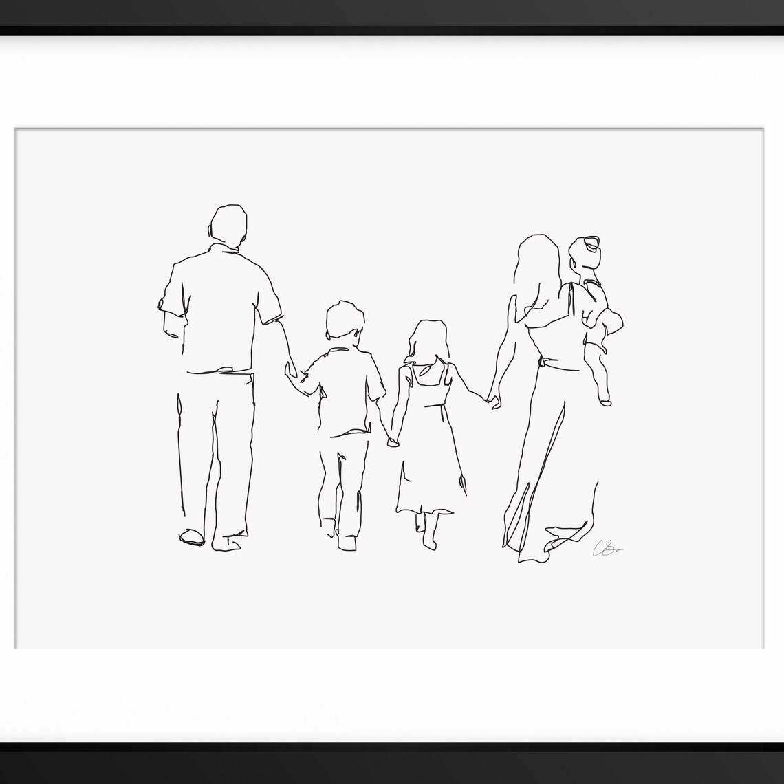 Family Drawing Family Illustration Family Portrait Family Wall Art Family Line Art Family Gift Family Gift Mothers Day Gift Mom Mum