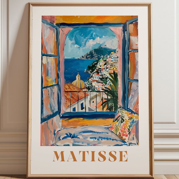 Matisse-Inspired Italy Coastal Travel Poster Print