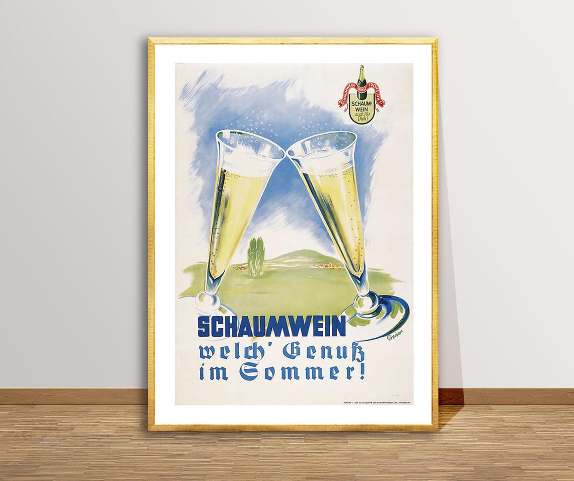Schaumwein Summer Sparkling Wine Vintage German Summer Ad Poster - Image 2