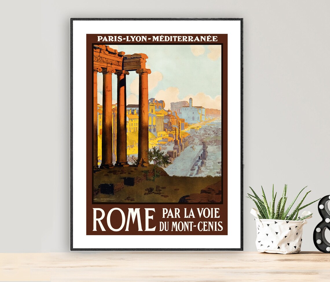 Rome Par La Voie Du Mont Cenis Vintage Travel Poster