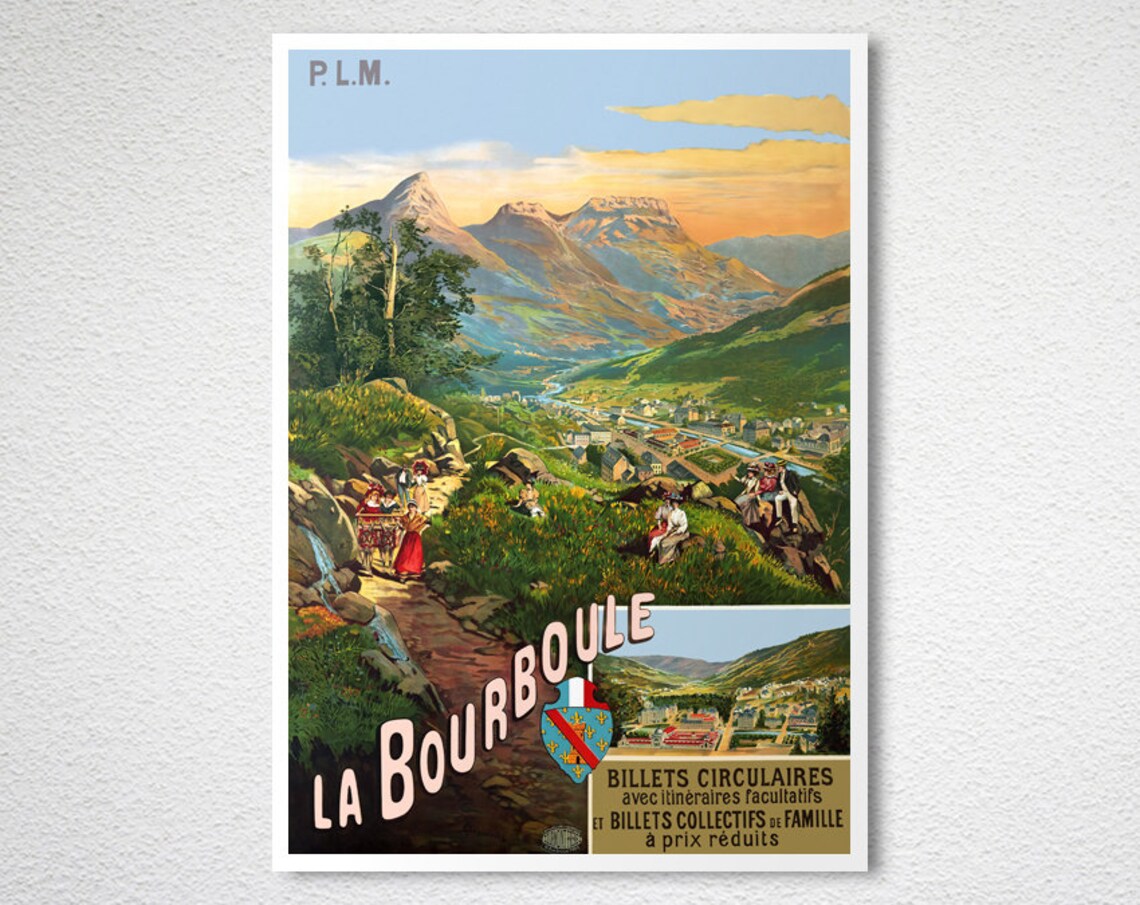 La Bourboule Auvergne Mountains Spa Town Vintage French Travel Poster - Image 2
