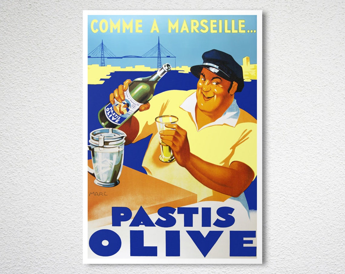 Pastis Olive Comme a Marseille Sailor Bottle Vintage Drink Poster - Image 2