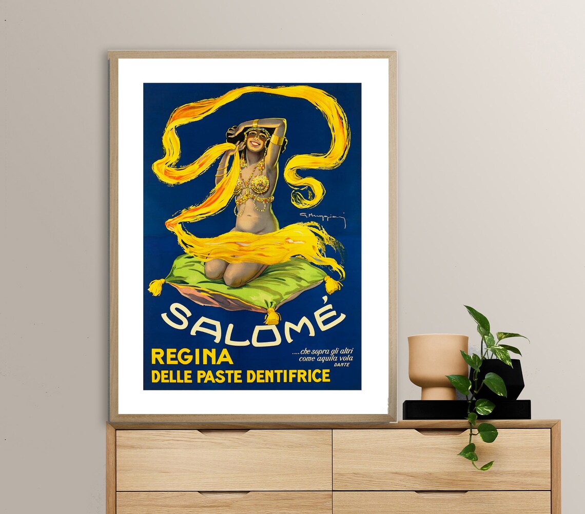 Salome Dancer Golden Veils Blue Vintage Italian Toothpaste Ad Poster - Image 2